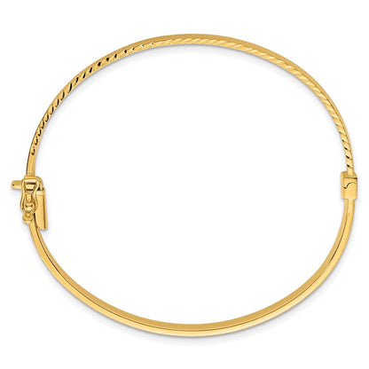 14K Gelbgold Poliert 4.75mm Diamantiert Strukturiert Klappbar Oval Armreif Armband