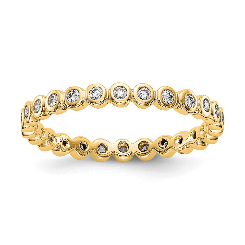 14K Gelbgold Poliert 1/3ct Zargenfassung Set Diamant Memoire Ehering Ring