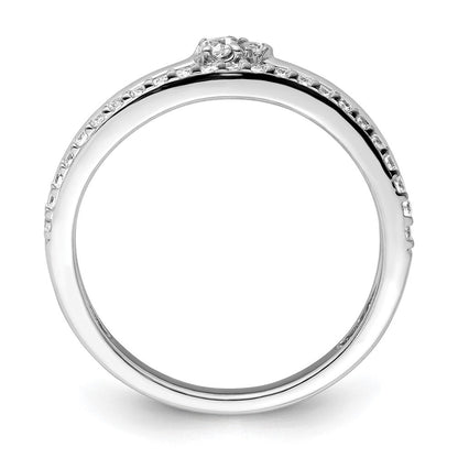 Ring aus 14K Weißgold poliert mit Diamant, doppelter Ehering, Fashion-Ring