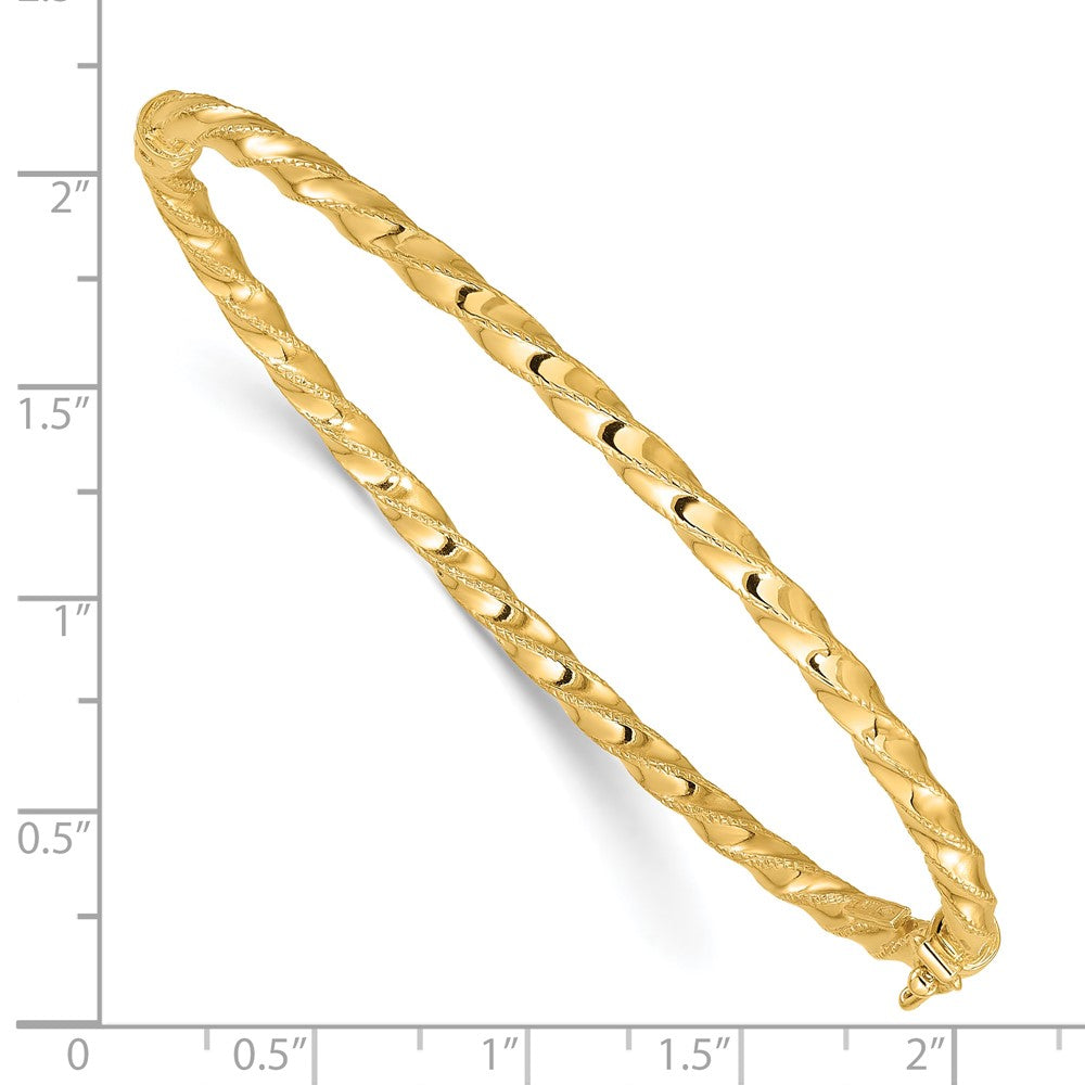 14K Gelbgold Poliert Gedreht 3.20mm Klappbar Oval Armreif Armband