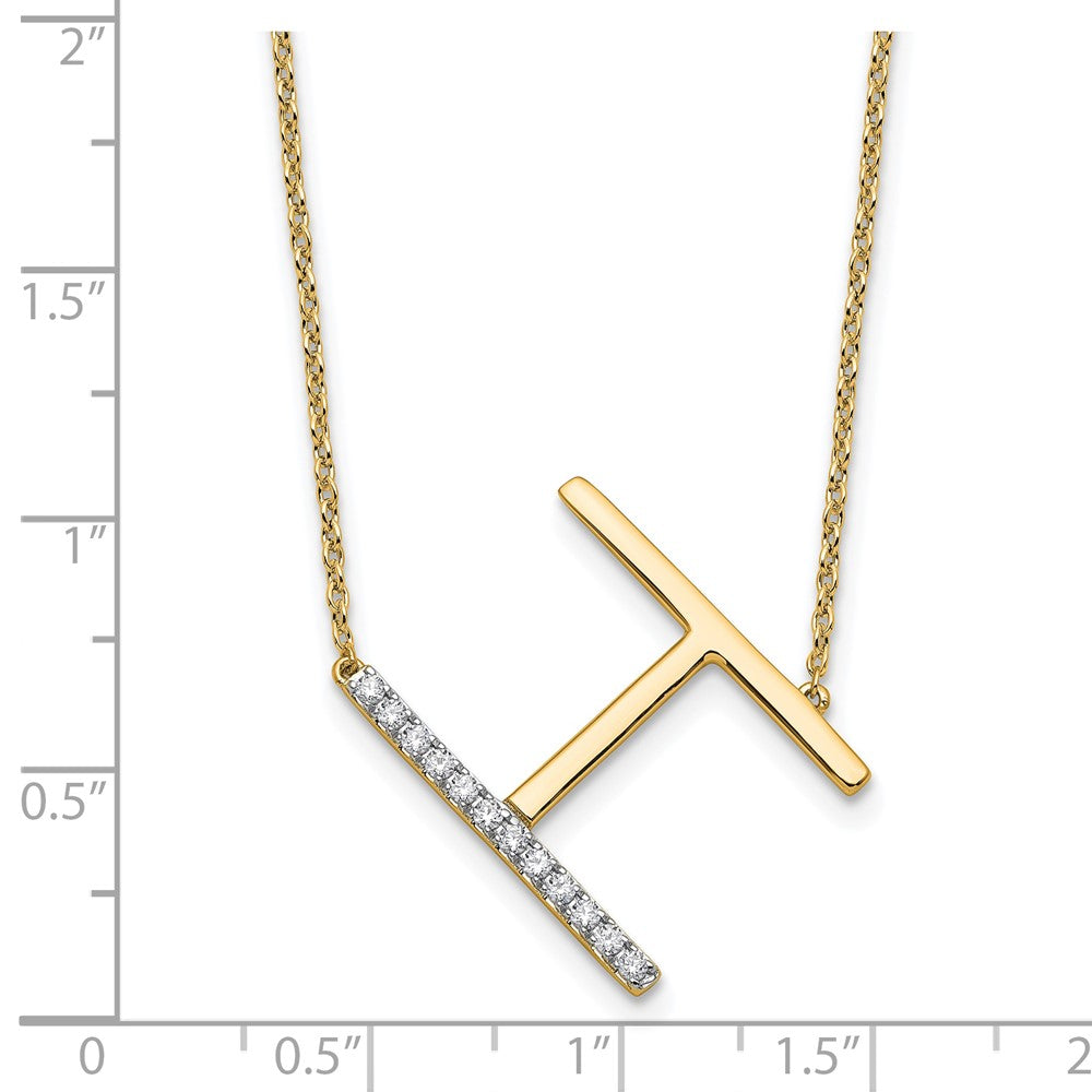 14K Gelbgold Seitlich Diamant Initiale H 18 Zoll Halskette