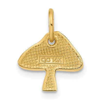 14K Gelbgold Emaillierter Geschwungener Fliegenpilz-Charm
