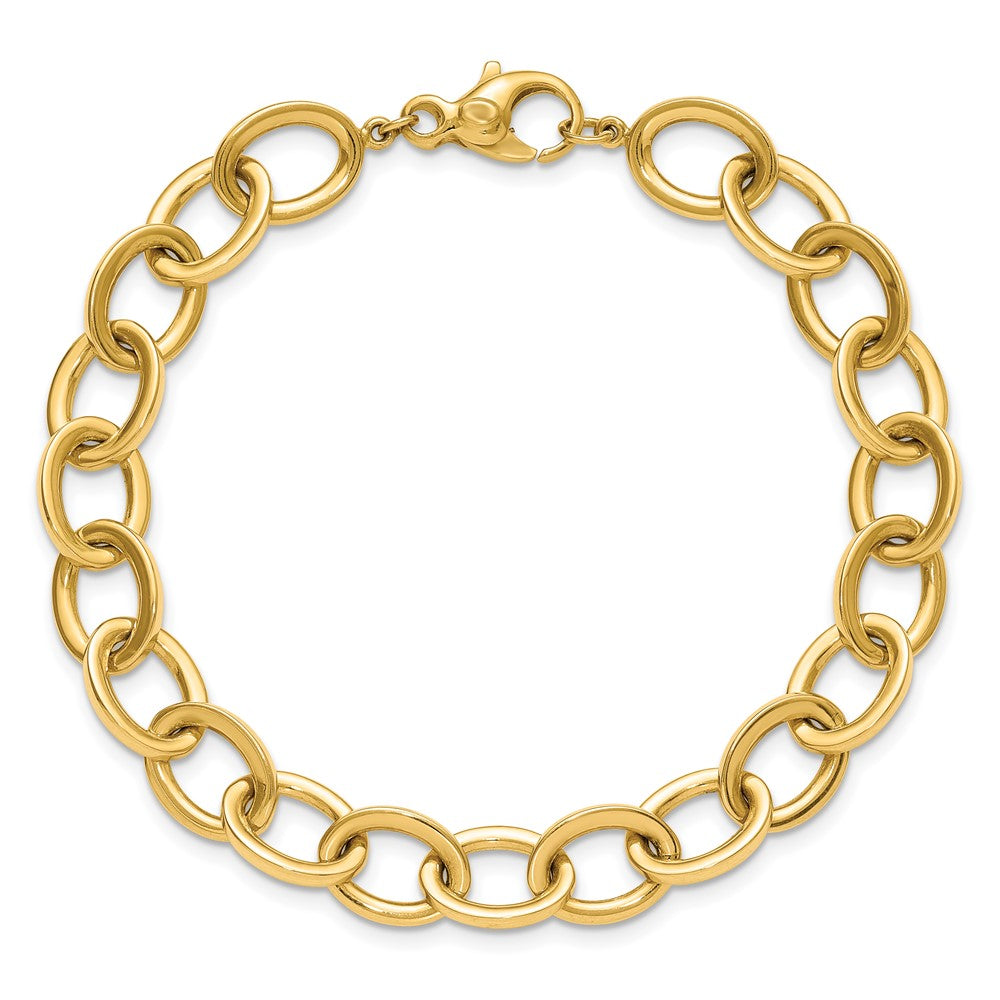 14K Gelbgold Poliert 9mm Rund Ankerkette Kette 7.5 Zoll Armband