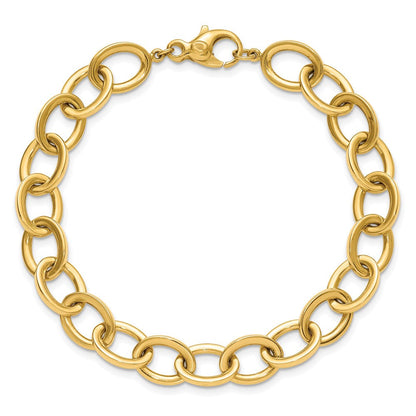 14K Gelbgold Poliert 9mm Rund Ankerkette Kette 7.5 Zoll Armband