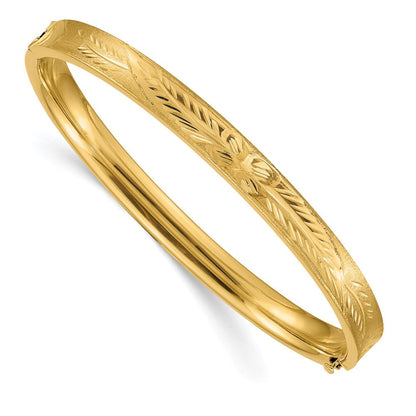 14K Gelbgold 4/16 Diamantiert Konkav 6.00mm Klappbar Oval Armreif Armband