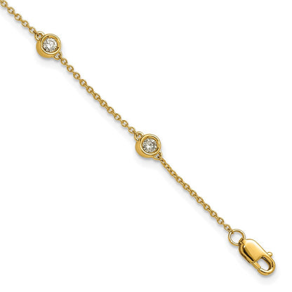 14K Gelbgold Komplett 1/3 Karat Zargenfassung-set Diamant und Ankerkette Kette 6-station 7 Zoll Armband