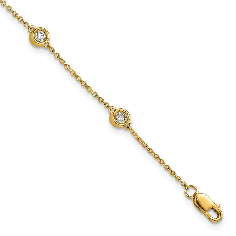 14K Gelbgold Komplett 1/3 Karat Zargenfassung-set Diamant und Ankerkette Kette 6-station 7 Zoll Armband