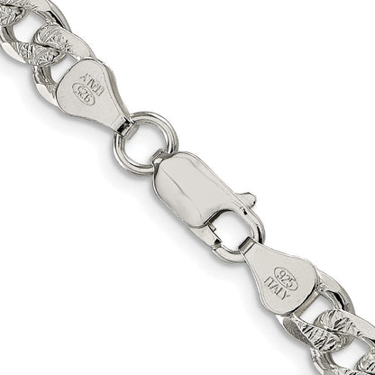Sterlingsilber Rhodiniert 7mm Pavé‚ Panzer 26 Zoll Kette