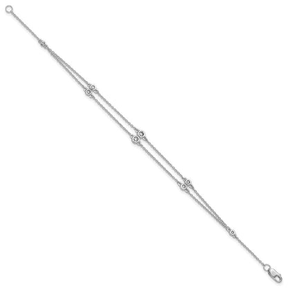 14K Weißgold Komplett 1/4 Karat Diamant Multi-station Doppelt Strang 7 Zoll Armband