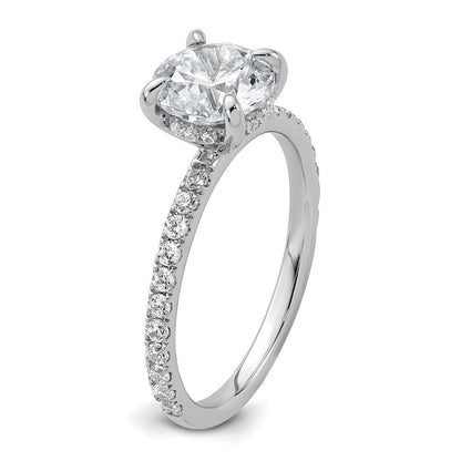 14K Weißgold Verlobungsring mit Solitär und Flair, 2K, zertifizierter im Labor gezüchteter Diamant, VS/SI+, G+, Rund