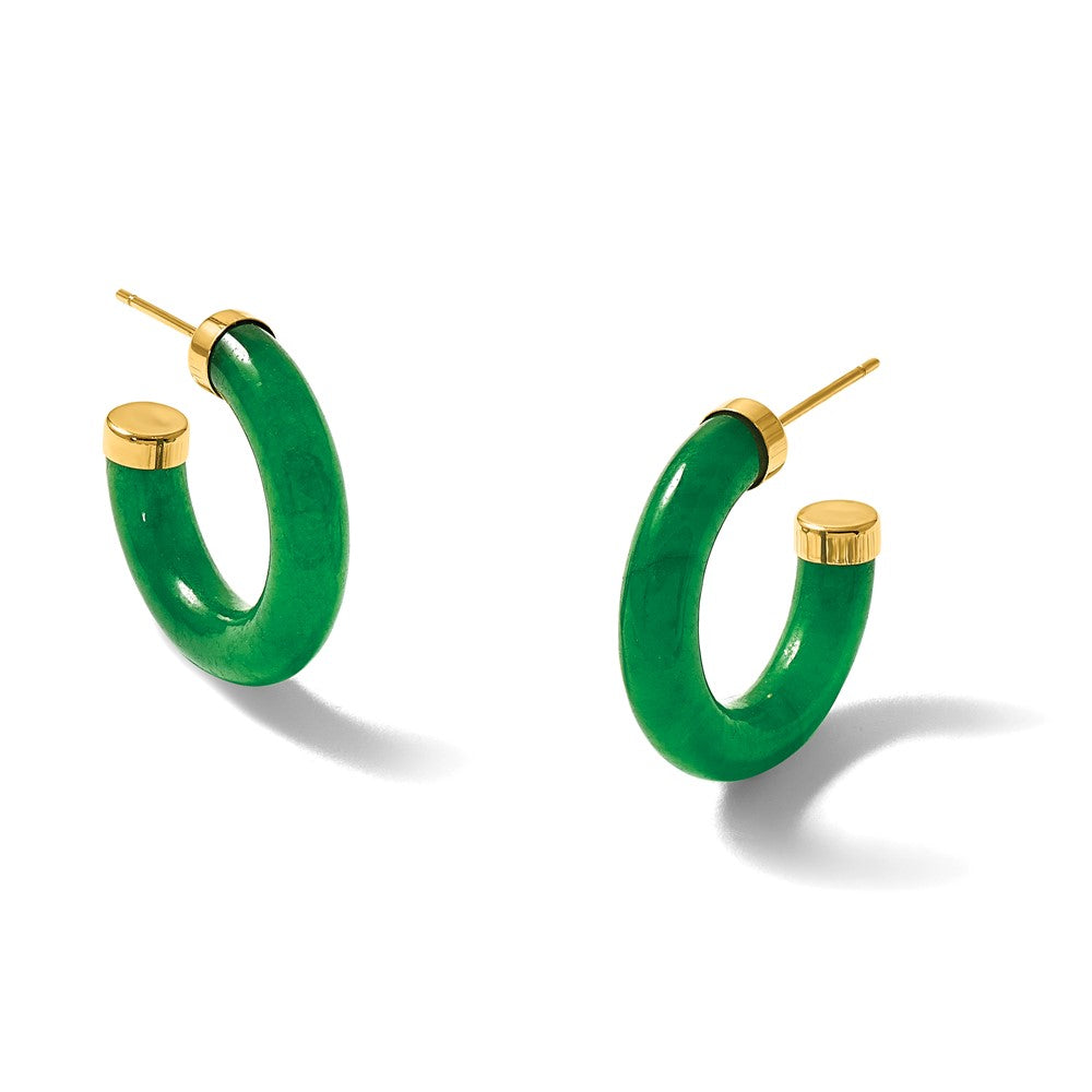 14K Gelbgold Poliert 3.8mm Jade Stecker C- Creolen