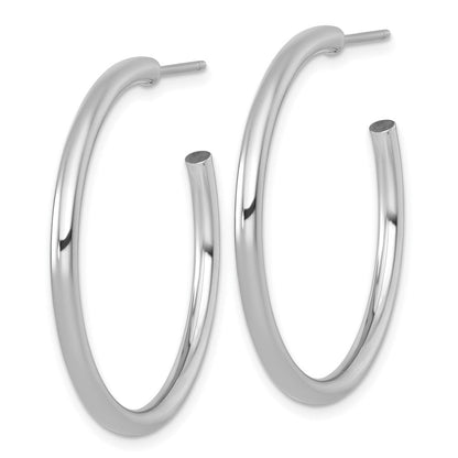 14K Weißgold Poliert 2.5 X 35mm Röhre C-hoop Ohrstecker