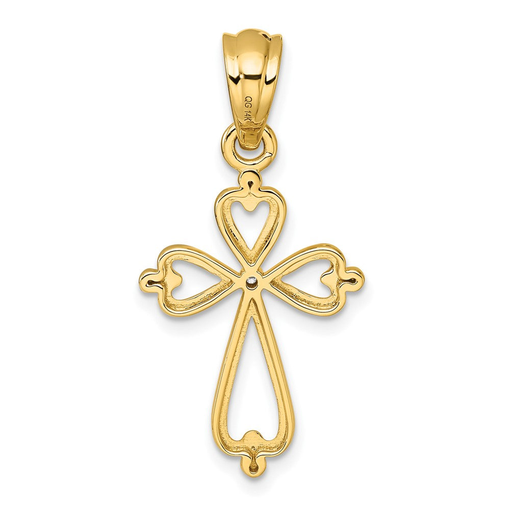 14K Gelbgold Kreuzanhänger mit Diamantakzenten