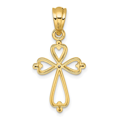 14K Gelbgold Kreuzanhänger mit Diamantakzenten