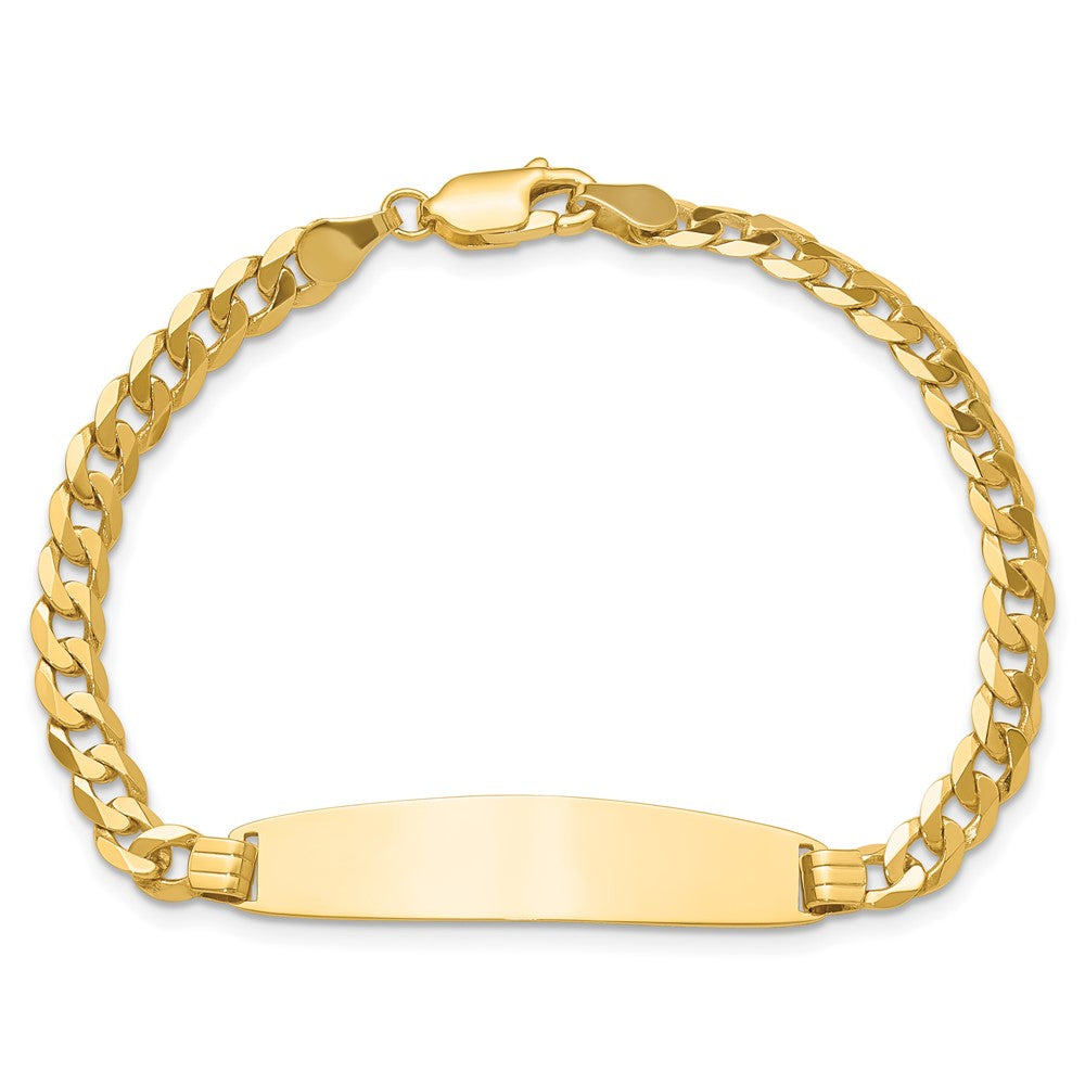 14K Gelbgold Poliert Massiv Kette/solid Platte Panzer Glieder Abgerundet 35x8.5mm Platte 8 Zoll Id Armband