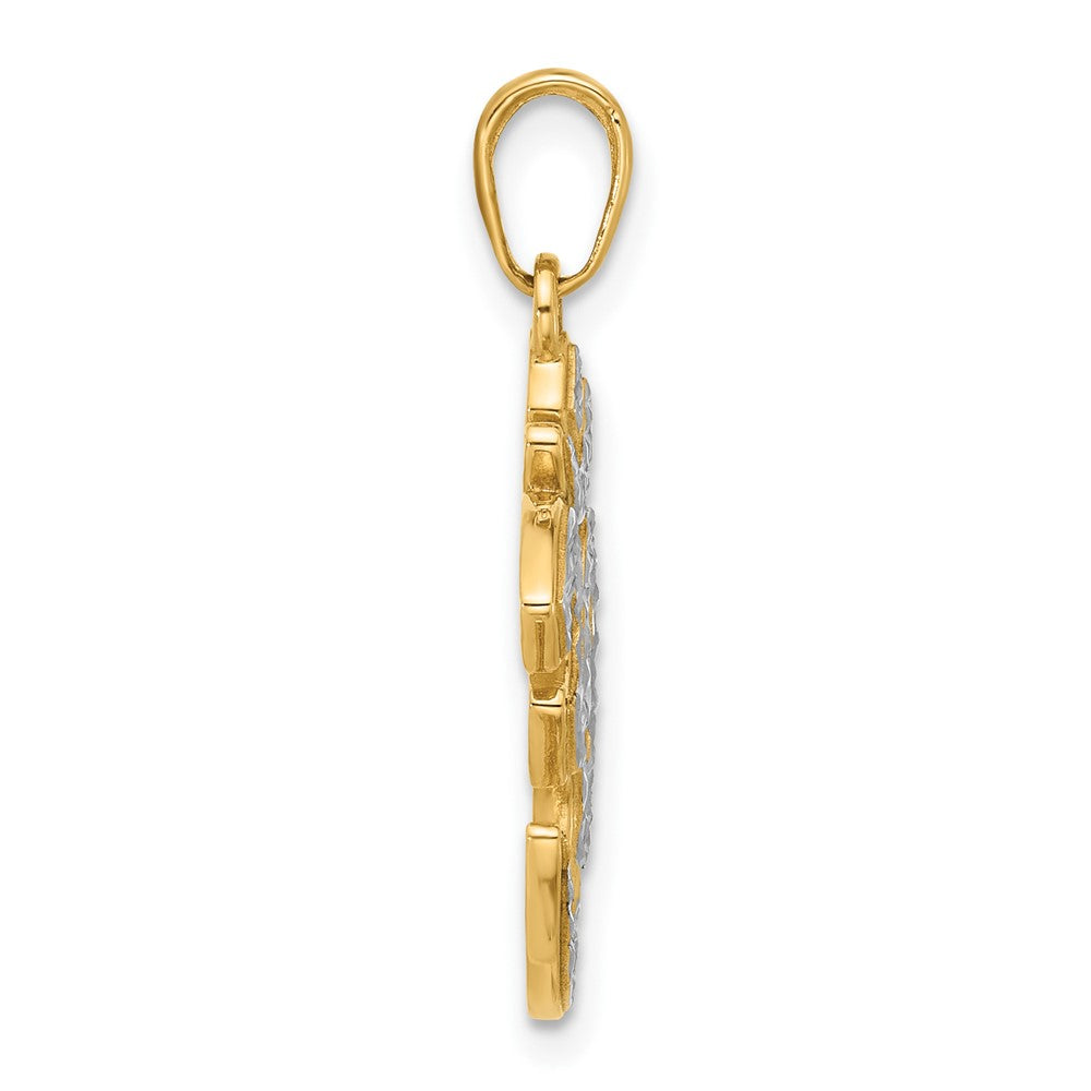14K Gelbgold und Rhodium Om-Anhänger, diamantiert