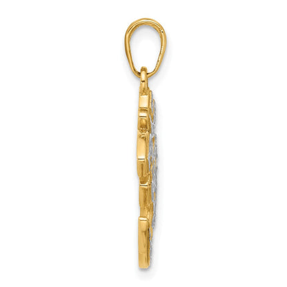 14K Gelbgold und Rhodium Om-Anhänger, diamantiert