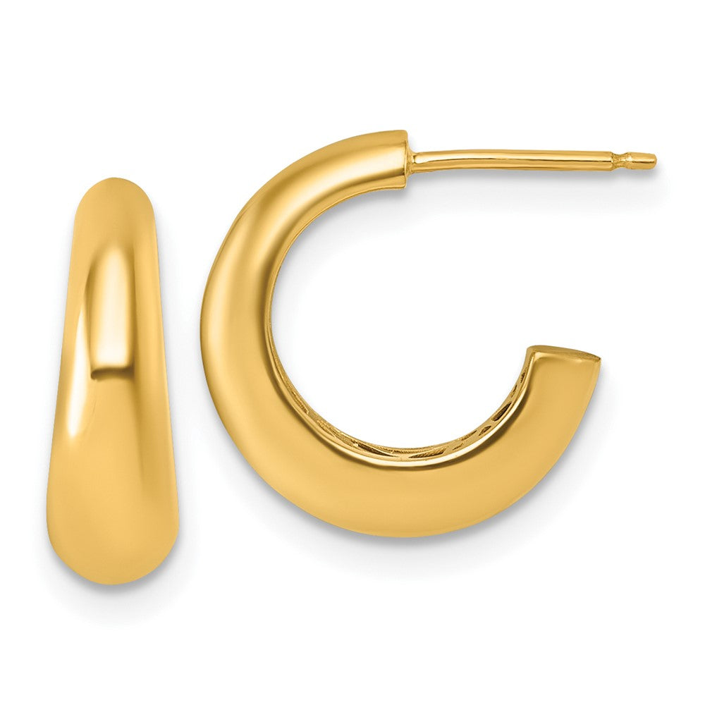 14K Gelbgold Poliert Hohl C-hoop Ohrstecker