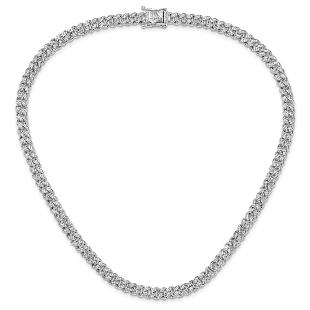 Sterlingsilber Rhodiniert Mikro Pavé Zirkonia 6mm Panzer Glieder 18 Zoll Halskette
