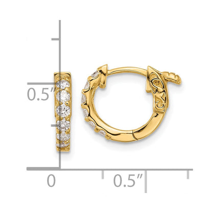 14K Gelbgold.42 Karat Diamant Rund Creole mit Sicherheits Verschluss Ohrringe