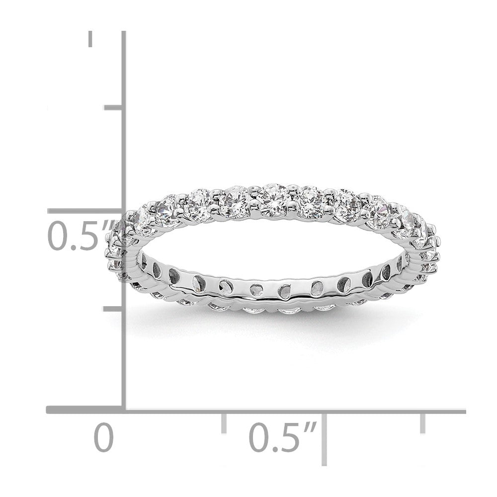 14K Weißgold Poliert Größe 6.5 Shared Krappen 1 Karat Diamant Komplett Memoire Ehering Ring