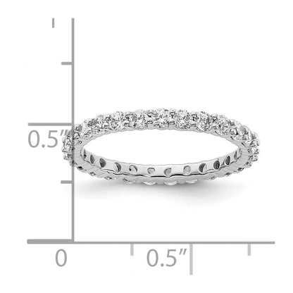 14K Weißgold Poliert Größe 6.5 Shared Krappen 1 Karat Diamant Komplett Memoire Ehering Ring