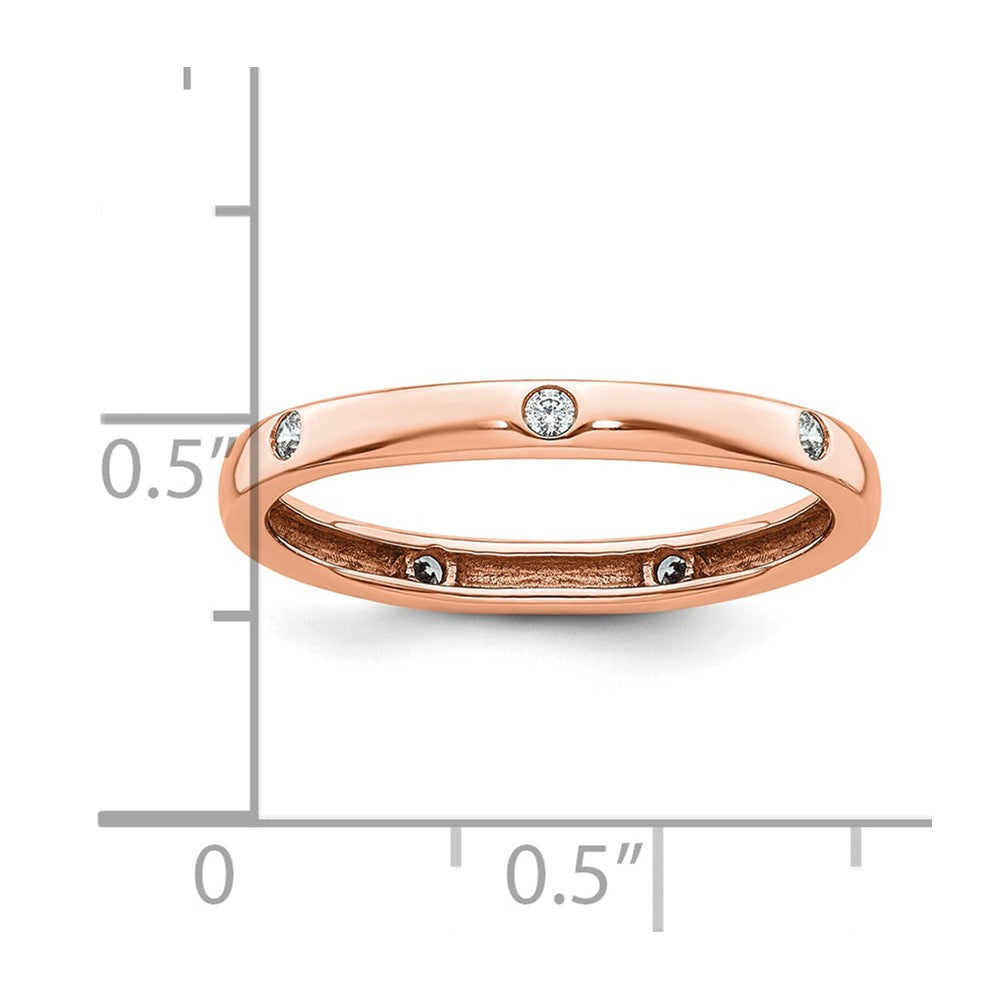 14K Roségold Poliert Größe 8.5 Zargenfassung-set 1/10 Karat Diamant Komplett Memoire Ehering Ring