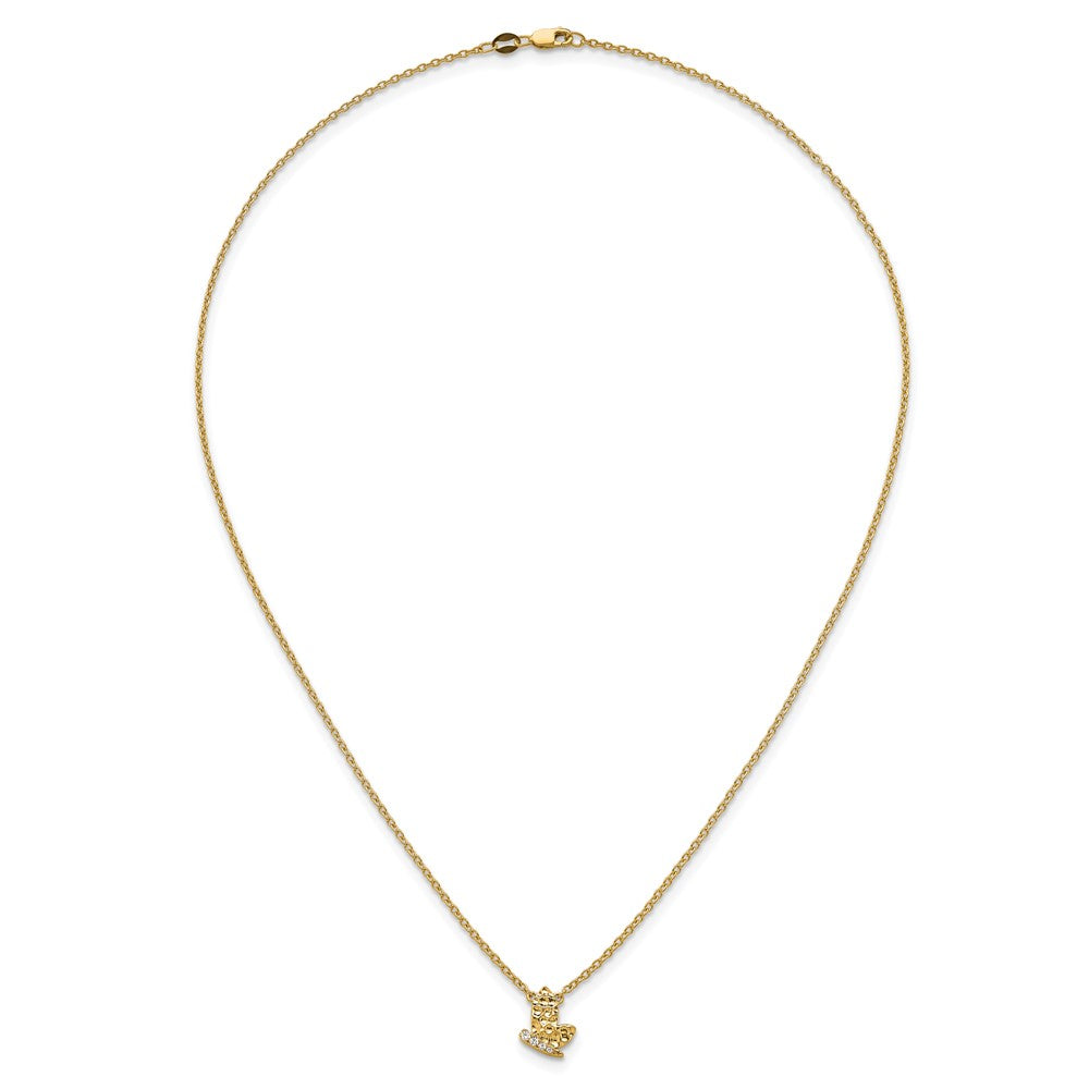 14K Gelbgold Poliert und Gehämmert 1/20 Karat Diamant Schmetterling 18 Zoll Halskette