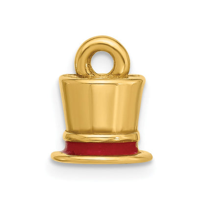 14K Gelbgold Fancy-Zylinder-Charm mit roter Emaillierung