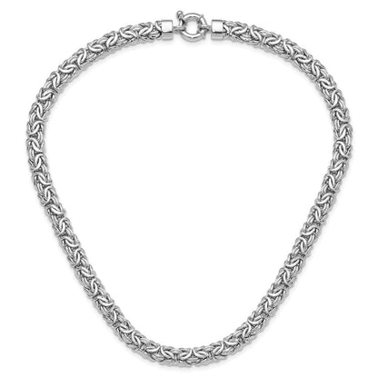 Sterlingsilber Rhodiniert 8.25mm Byzantiner Glieder 17 Zoll Halskette