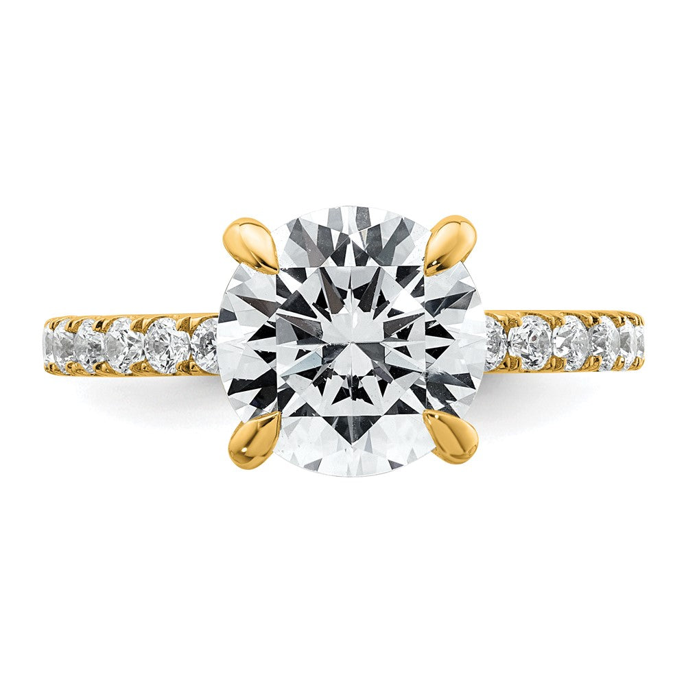 14K Gelbgold Verlobungsring mit 3,5K zertifiziertem, laborgezüchtetem Diamant, rund, Solitär mit Flair, VS/SI+ G+