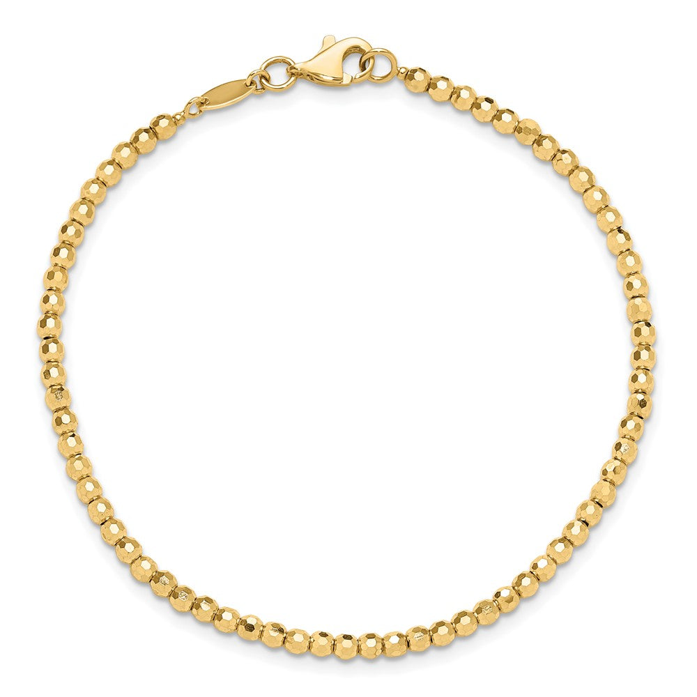 14K Gelbgold Poliert und Diamantiert Gekugelt 7.25 Zoll Armband