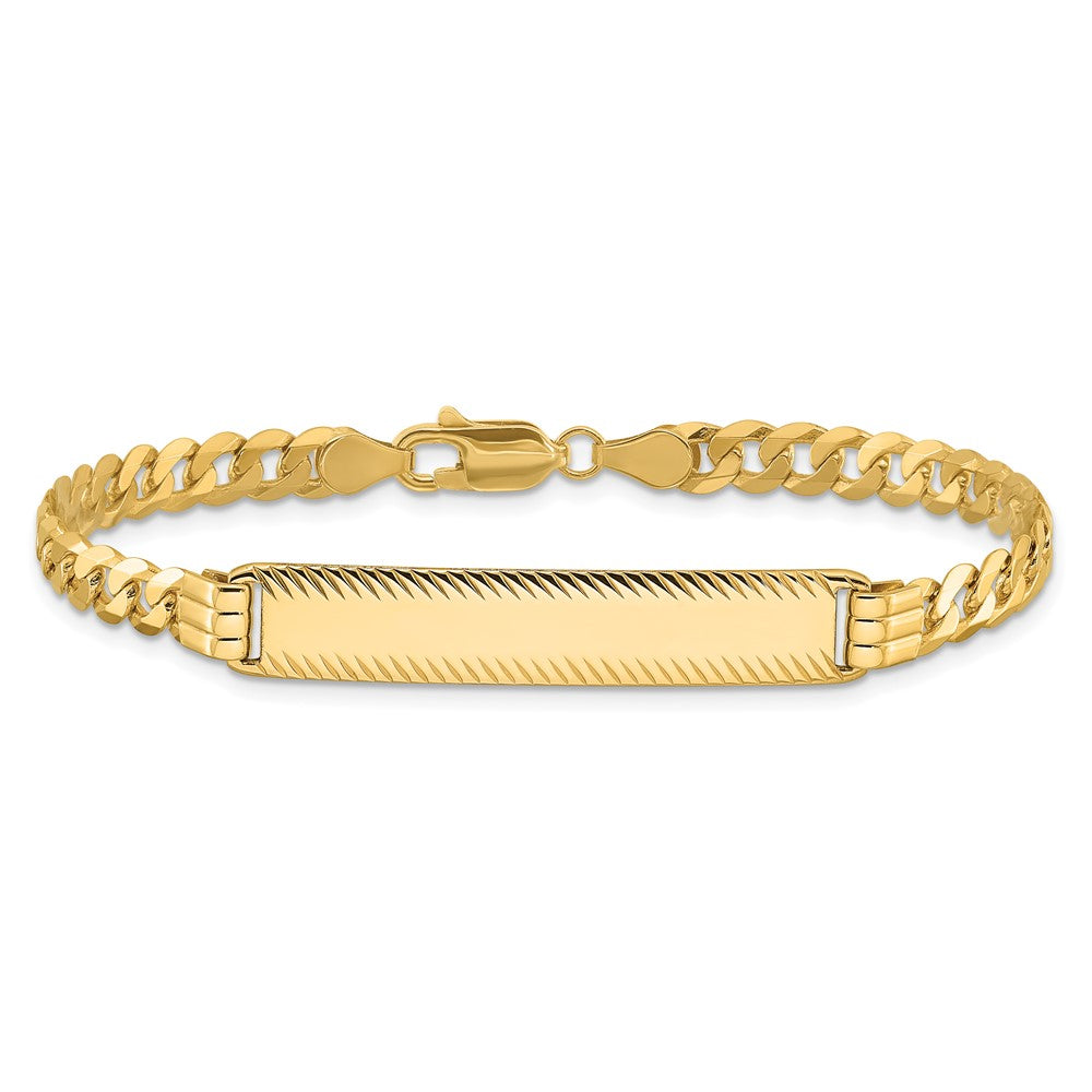 14K Gelbgold Poliert Massiv Kette/solid Platte Panzer Glieder Diamantiert 34x7mm Platte 8 Zoll Id Armband