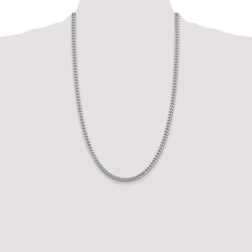 Sterlingsilber Rhodiniert 5mm Gewölbt mit Seite Diamantiert Panzer 26 Zoll Kette