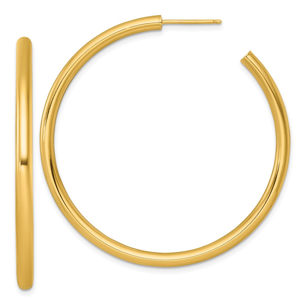 14K Gelbgold Poliert 3.0 X 50mm Röhre C-hoop Ohrstecker