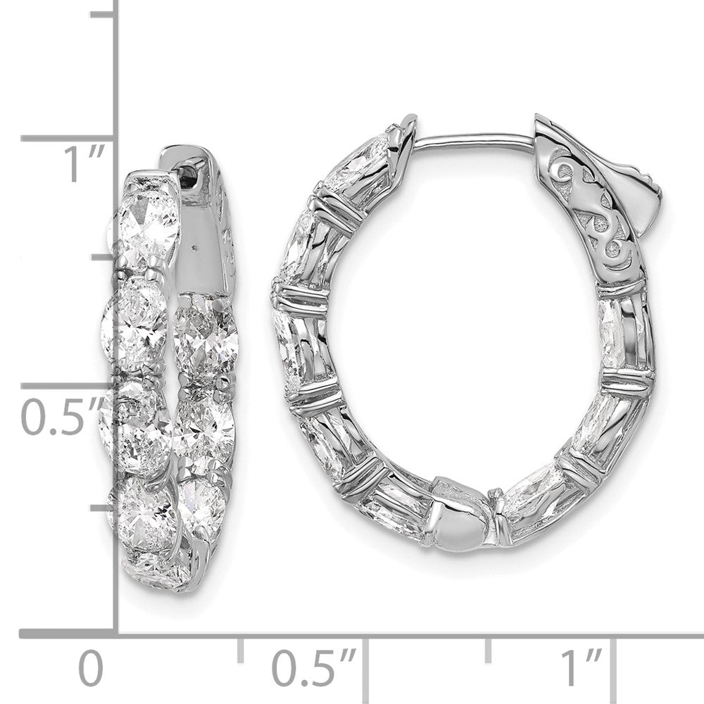 14K Weißgold zertifizierte 5x3 Oval Laborgezüchtete VS/SI FGH Diamant Innen/Außen Creolen