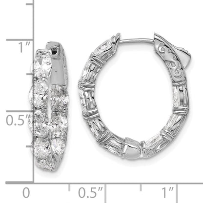 14K Weißgold zertifizierte 5x3 Oval Laborgezüchtete VS/SI FGH Diamant Innen/Außen Creolen