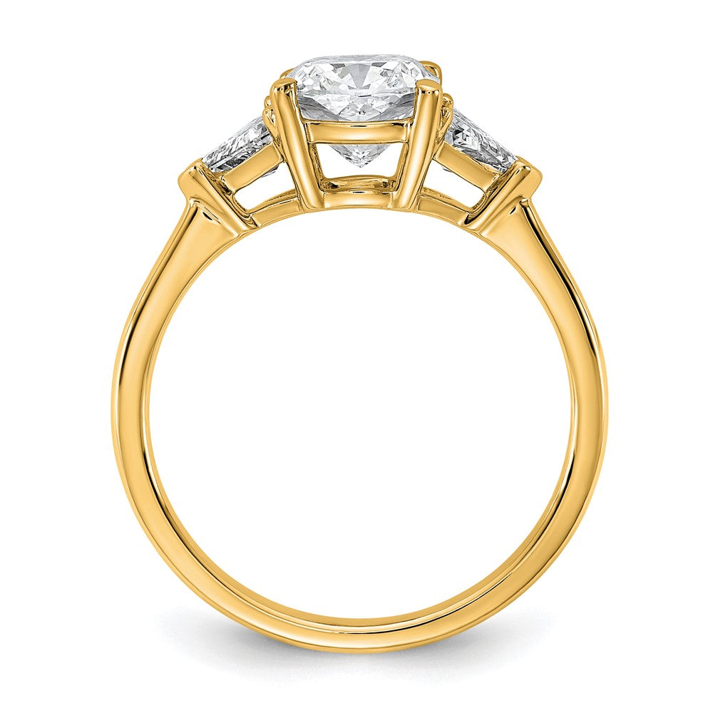 14K Gelbgold 1/2 Karat Im Labor Gezüchtet Diamant Vs/si+ G+ Dreieck 1 1/2 Karat Kissen Mittig Halbfassung Dreistein Verlobungsring