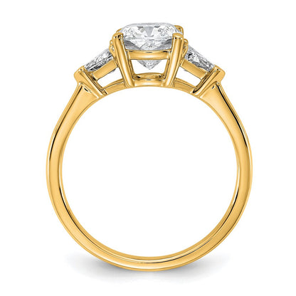 14K Gelbgold 1/2 Karat Im Labor Gezüchtet Diamant Vs/si+ G+ Dreieck 1 1/2 Karat Kissen Mittig Halbfassung Dreistein Verlobungsring