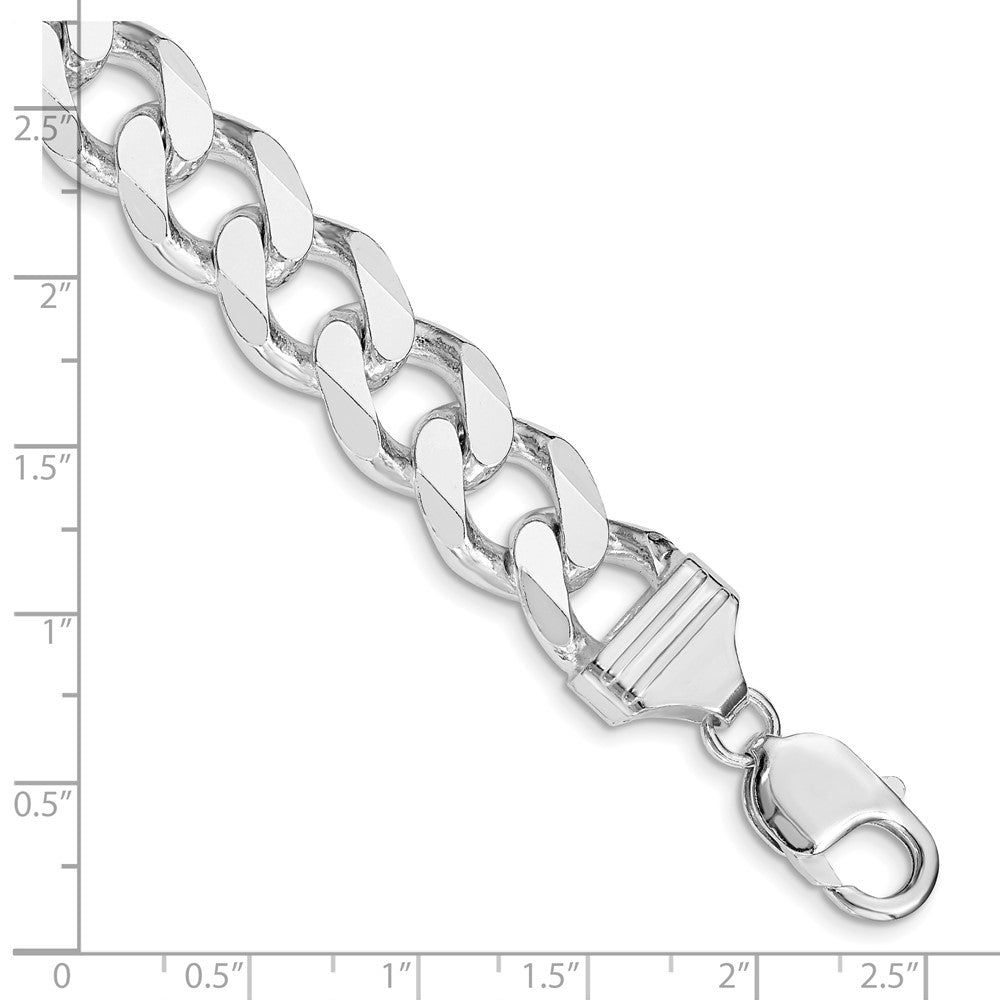 Sterlingsilber Rhodiniert 13mm Panzer Gliederarmband