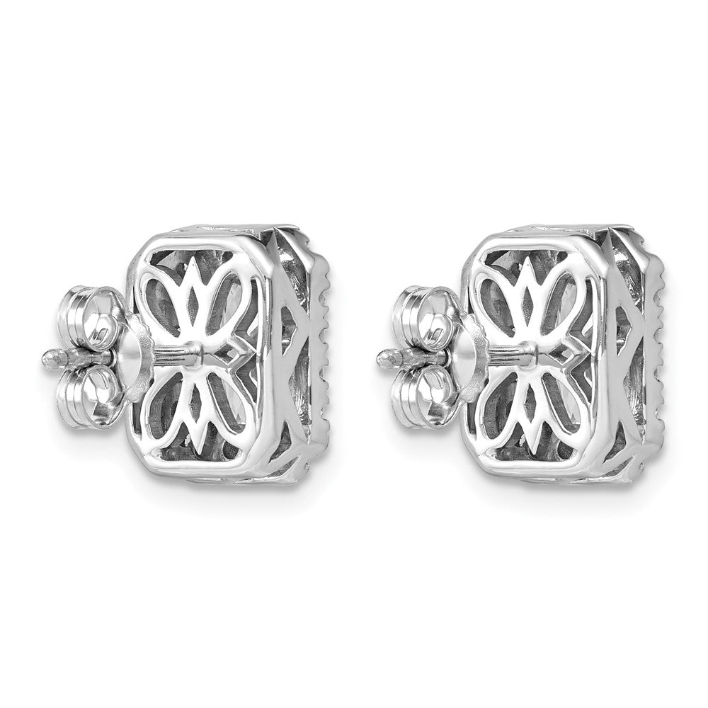 14K Weißgold Halo-Ohrring-Fassung (Semi-Mount) für 0,5 ct. Radiant-Schliff Labor gezüchtete Diamanten VS/SI+ G+
