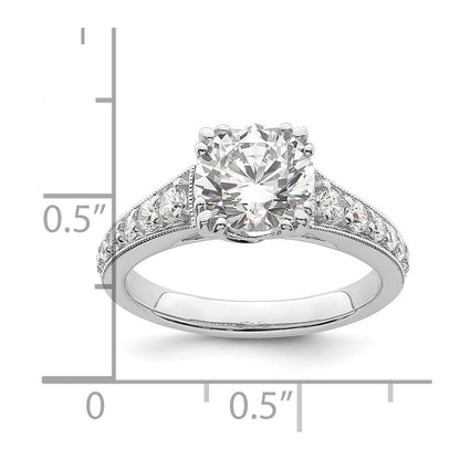 14K Weißgold (holds 2 Karat (8.2mm) Rund Mittig) 3/8 Karat Diamant Halbfassung Verlobungsring