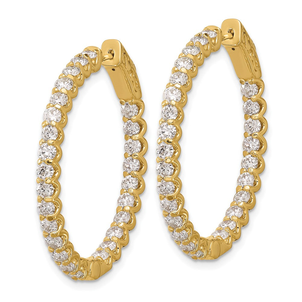 14K Gelbgold 3.1 Karat Diamant In/out Oval Creole mit Sicherheits Verschluss Ohrringe