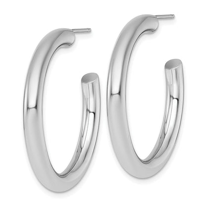 14K Weißgold Poliert 4.0 X 35mm Röhre C-hoop Ohrstecker