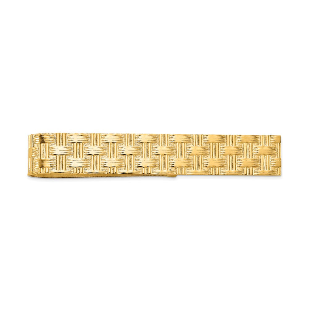 14K Gelbgold Herren Strukturiert Basketweave Muster Krawatten Stab