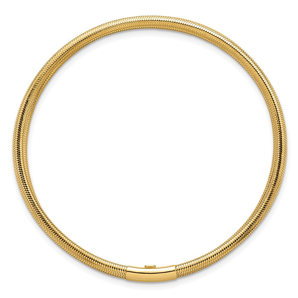 14K Gelbgold Poliert Drei Strang Netz Dehnbar Rund Armband