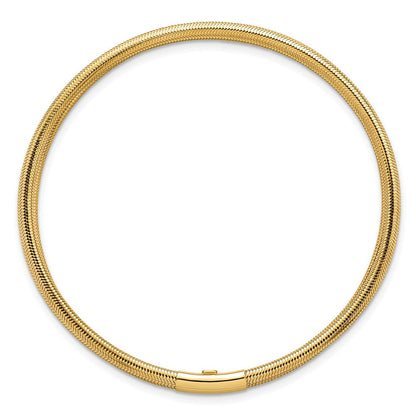 14K Gelbgold Poliert Drei Strang Netz Dehnbar Rund Armband
