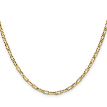 14K Gelbgold 3.0mm Halbmassiv Abgeschrägt Büroklammer Halskette