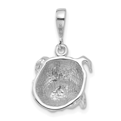 14K Weißgold Bulldogge-Anhänger