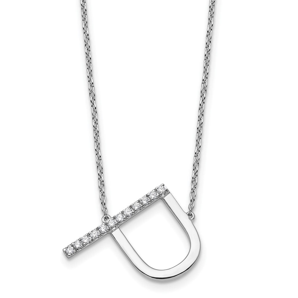 14K Weißgold Seitlich Diamant Initiale P 18 Zoll Halskette